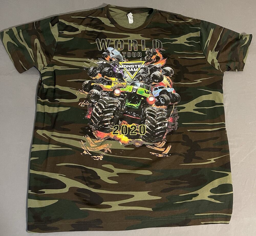 Monster Jam World Tour 2020 Camo Camouflage T-Shirt 2XL Monster Trucks EXC